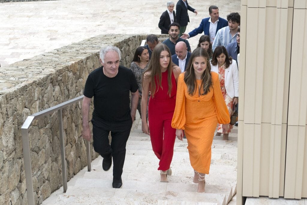 The Princess of Asturias and Girona and the Infanta Sofia attend a meeting workshop with young people of the foundation 'elBullifoundation' in Roses (Girona).
