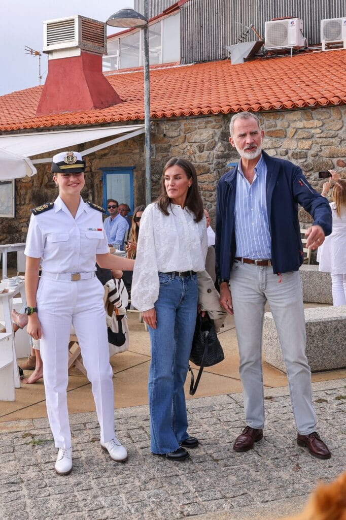 The Kings Of Spain Eat With Princess Leonor In A Restaurant In Villagarcia, Spain 28 Sep 2024