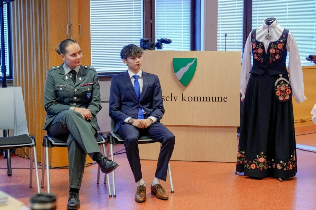 Princess Ingrid Alexandra receives a national costume as a gift